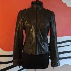 Kenneth Cole moto style black leather jacket